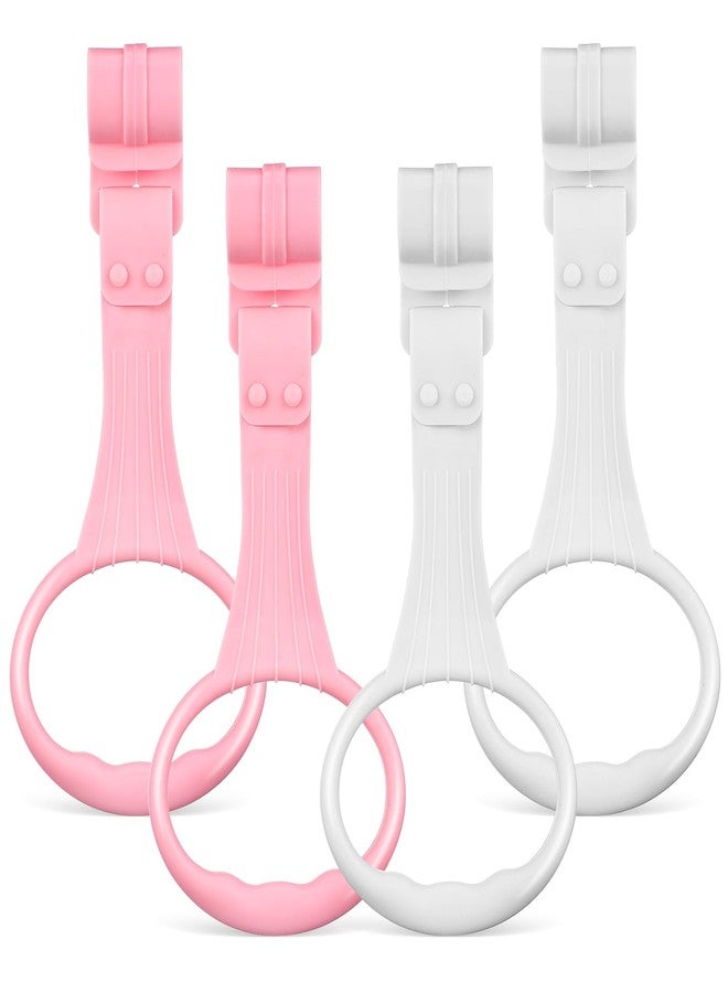 MHFOOU 4Pcs Baby Pull up Rings for Playpen- Portable Baby Crib Pull Rings- Play Pen Handles for Infant Toddler Practice Tool (2 Gray & 2 Pink) - Image 1