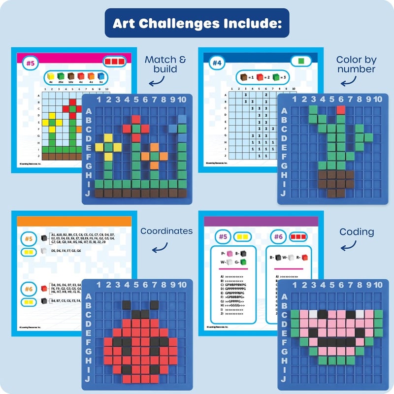 Learning Resources STEM Explorers Pixel Art Challenge - 402 Pieces, Ages 5+ STEM Learning Activities for Kids, Math and Coding Games for Kids - Image 4