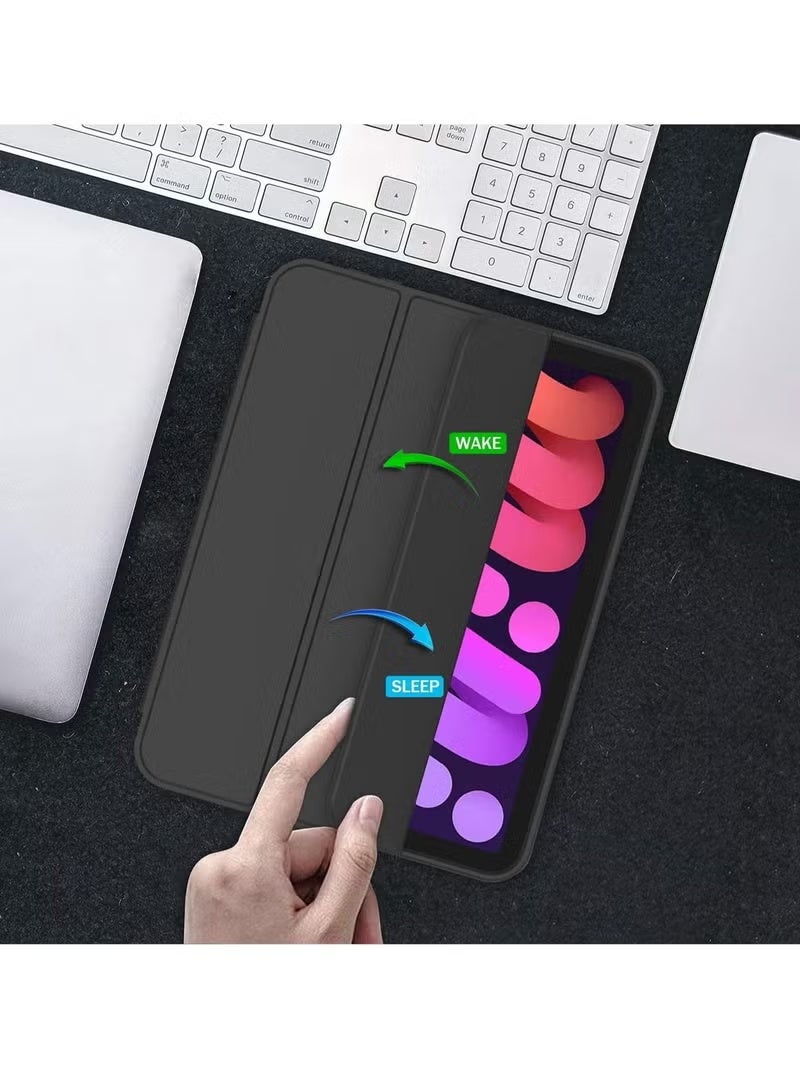 جينيكست جراب iPad Mini 7 إصدار 2024 - جراب A17 Pro مقاس 8.3 بوصة من الجيل السابع مع حامل قلم، وحامل ثلاثي الطي، وظهر من مادة TPU الناعمة، أسود - Image 4