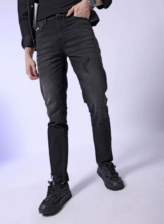 The Indian Garage Co Men Slim Fit Solid Mid-Rise Stretchable Jeans