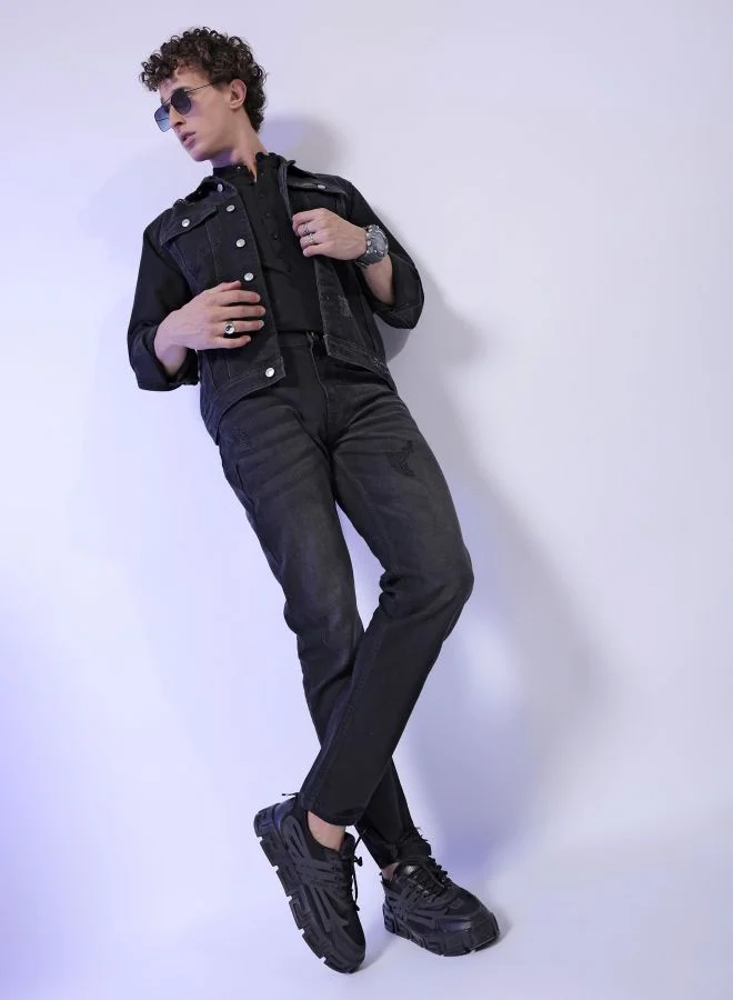 The Indian Garage Co Men Slim Fit Solid Mid-Rise Stretchable Jeans