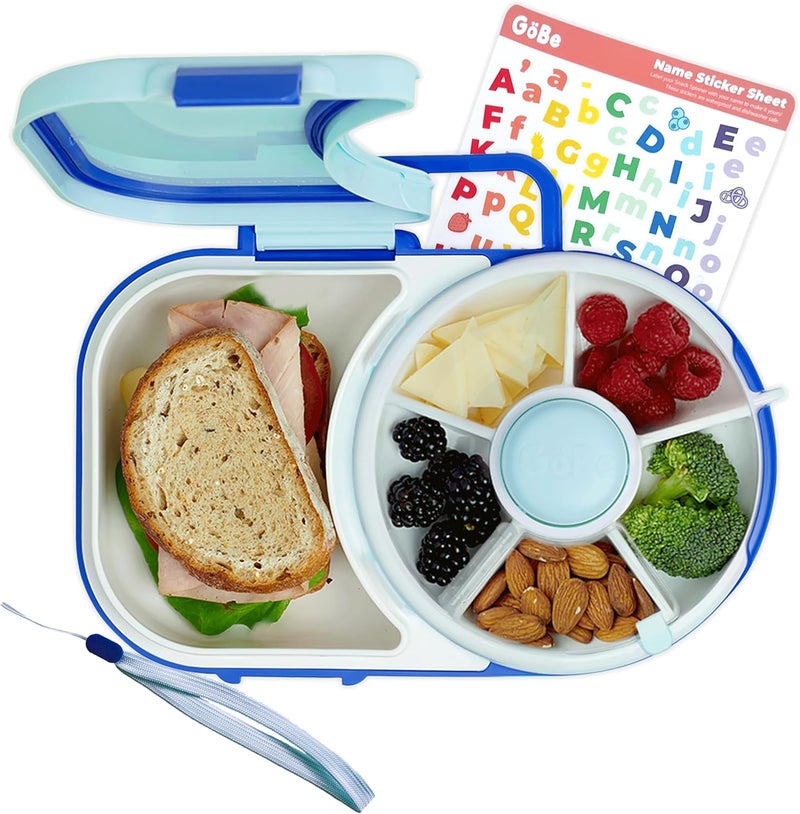 GOBE Kids Lunchbox - Reusable Snack Container with 5 Compartment Dispenser and Lid | BPA and PVC Free | Dishwasher Safe | No Spill, Leakproof - Image 1