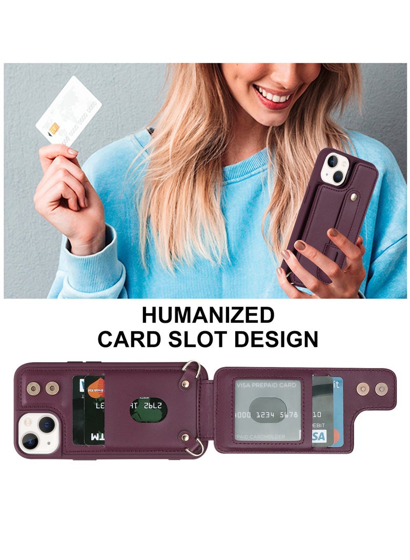 Gerenic Phone Case, Cover for iPhone 15/ 15Plus/ 15Pro/ 15Pro Max, Crossbody Wallet Case with Card Slot Holder, Wrist Strap Shoulder Protective Cover  - Image 5