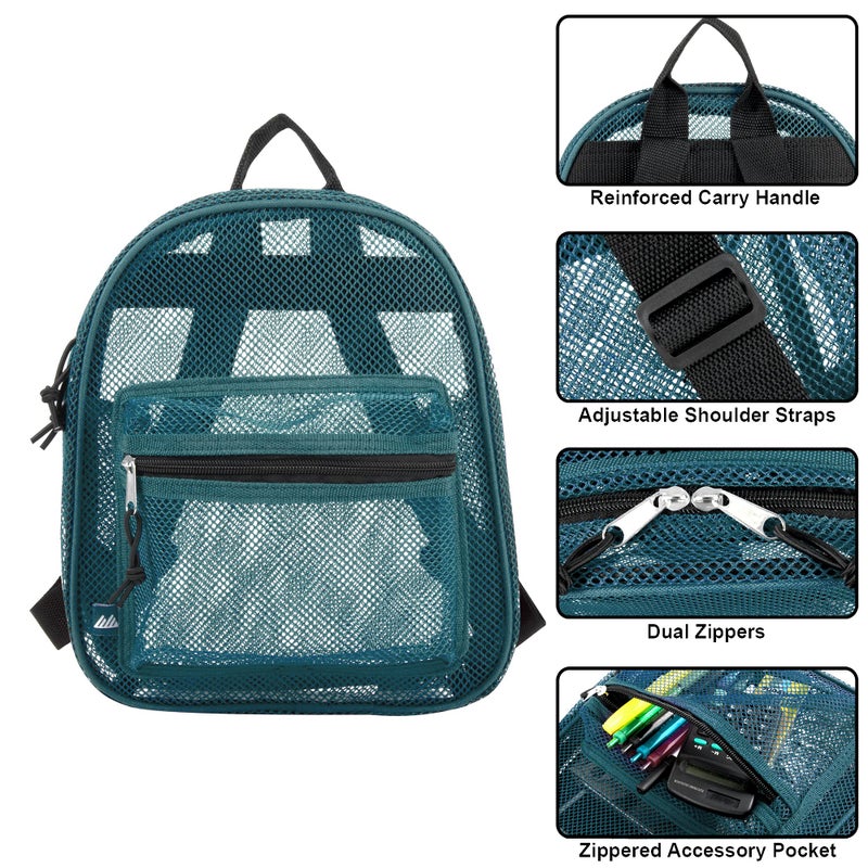 Summit Ridge Mini Mesh Backpack for Women, Men, Beach Toys, Pool, and Swimming Gear; Mini Transparent Backpacks with Padded Straps (Green) - Image 2