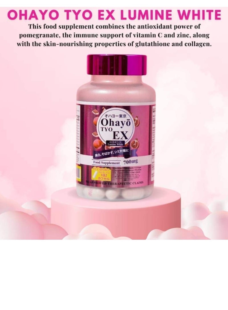 Ohayo TYO EX Lumine White food supplement 700mg, 60 Capsules - Image 3