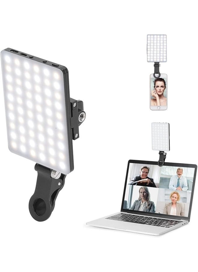 Generic 60 High-Power Rechargeable LED Lights with Front and Back Clip – 3 Adjustable Lighting Modes – Portable Light for Mobile Phones, iPhone, Android, iPad, Laptop – Ideal for Makeup, Vlogs, TikTok, and Video Conferences  - Image 1