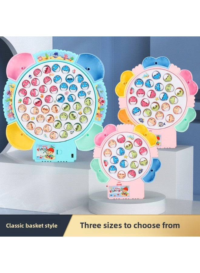 Loquat Electric Rotating Magnetic Fishing Toy Children's Early Education Educational Educational Gift For Parent-Child Multi-Functional Music Rotating Fishing Plate-Color:Small Size - Pink Color Box 【15 Fi - Image 2