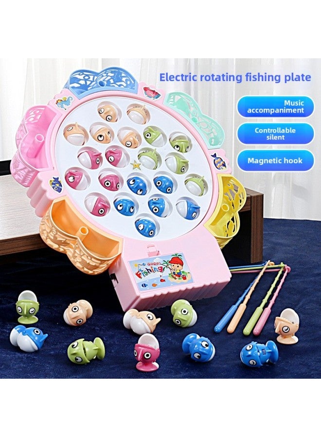 Loquat Electric Rotating Magnetic Fishing Toy Children's Early Education Educational Educational Gift For Parent-Child Multi-Functional Music Rotating Fishing Plate-Color:Small Size - Pink Color Box 【15 Fi - Image 4