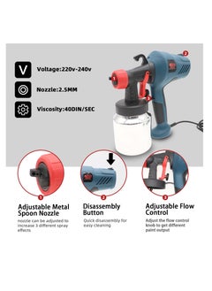 BOSS LIFE STYLE Electric Paint Sprayer High Power HVLP 1000 ml Paint Container, Jog Wheel Flow Control, Detachable, and Lightweight Easy Cleaning Electric Spray Gun with Copper Nozzles  - Image 3