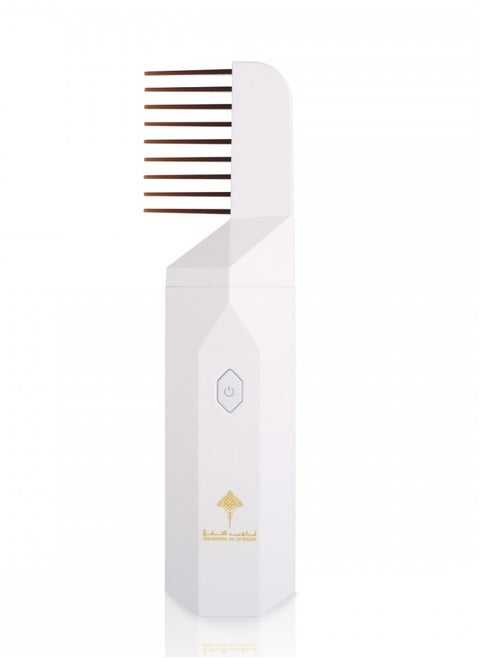 Portable Mabkhara with Hair Comb  White From Ibraq