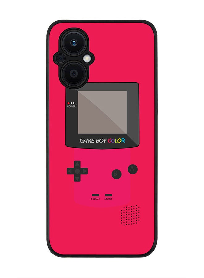 Stylizedd Rugged Black edge case for Oppo Reno7 Z  Slim fit Soft Case Flexible Rubber Edges Anti Drop TPU Gel Thin Cover - Gameboy Color - Pink - Image 1