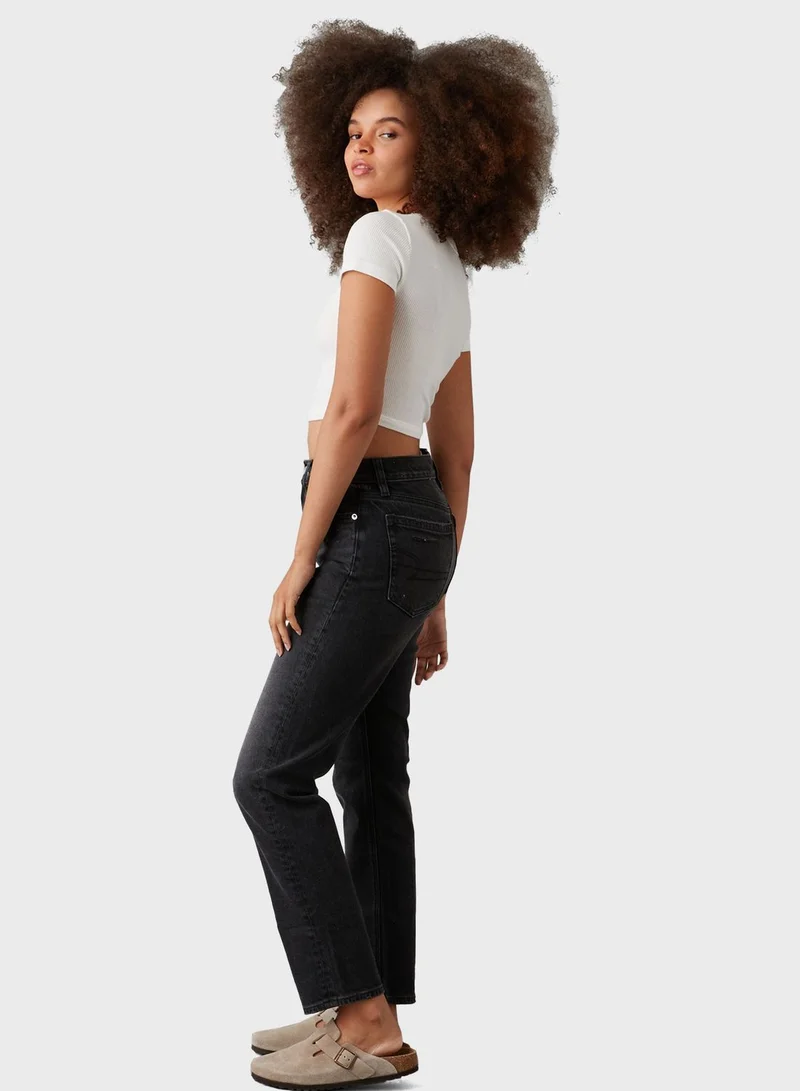 American Eagle Super High Rise Ankle Straight Jeans