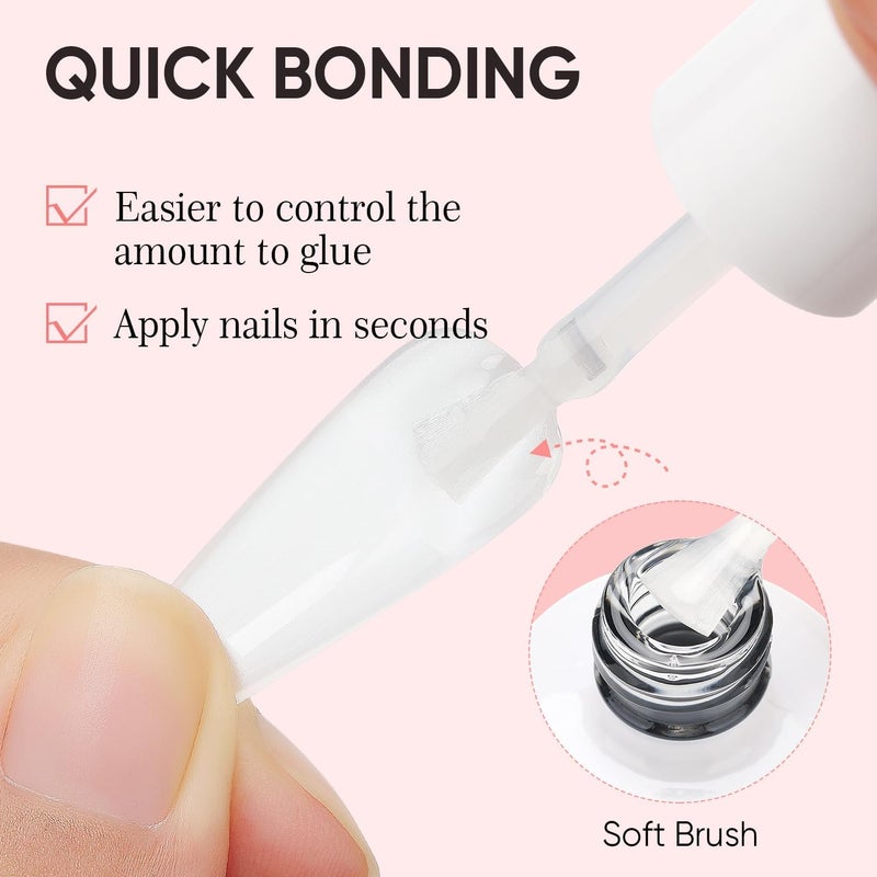 Extra Strong False Nail Glue 2 x 15 ml Gel Glue for American Nail Capsules, Acrylic Nails, Long Lasting Nail Extend UV/LED Gel - Image 3