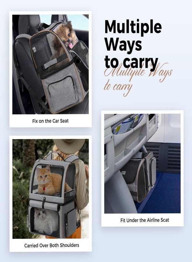 Lekebobor Double Cat Backpack Carrier for 2 Cats, Double-Compartment Pet Carrier Backpack for Two Small Cat or One Medium Cat, Cats Carrier Backpack Dog Carrier Backpack Fits Up to 24 Lbs,Grey - Image 4