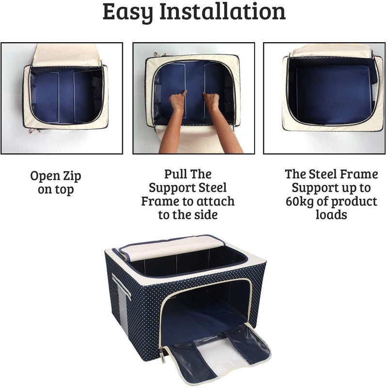 Maraxis Clothes Storage Box Foldable Steel Frame Clothes Organizer Storage Box for Wardrobe Sari Shirts and BlanketsPack of 166L - Image 3