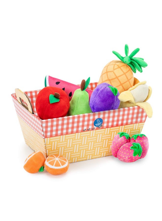Educational Insights Plush Fruit Basket 12Piece Set Pretend Play Food Earlylearning Skills Ages 2+ - Image 1