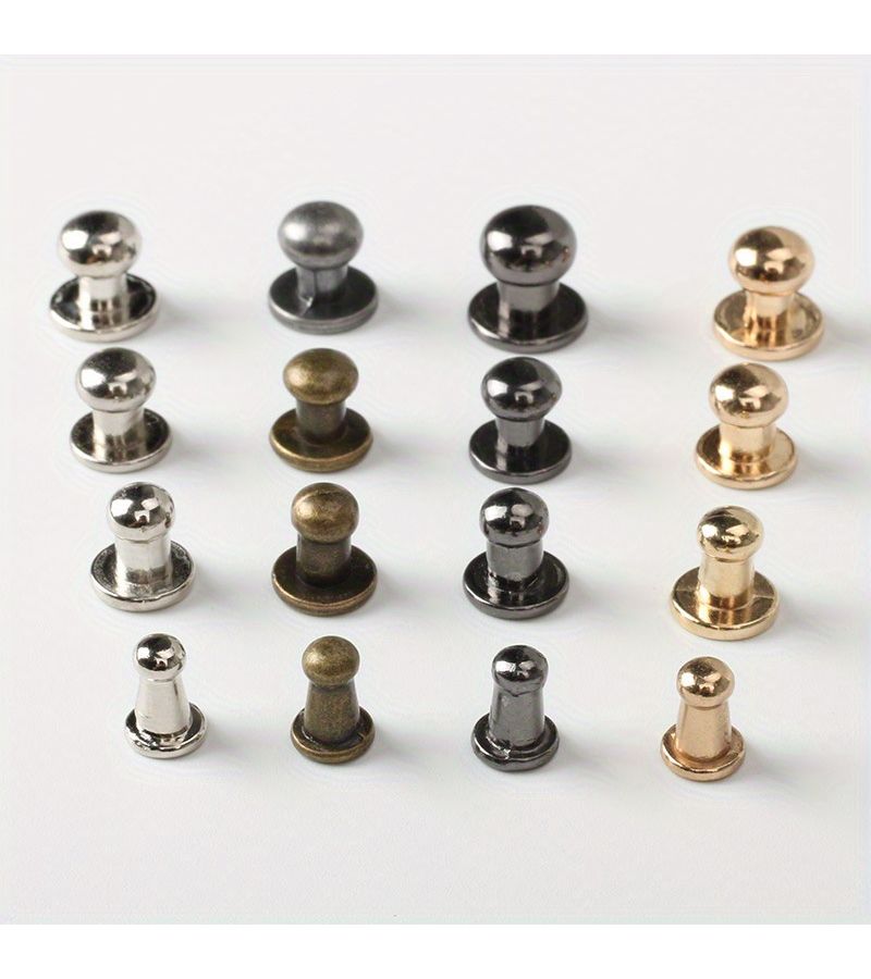 30 Sets Light Golden Retro Round Buckle Bag Base Rivets With Screws And Head Nails For Bag Backpack Drawer Leather Belt Shoe Handicraft Making - Image 2