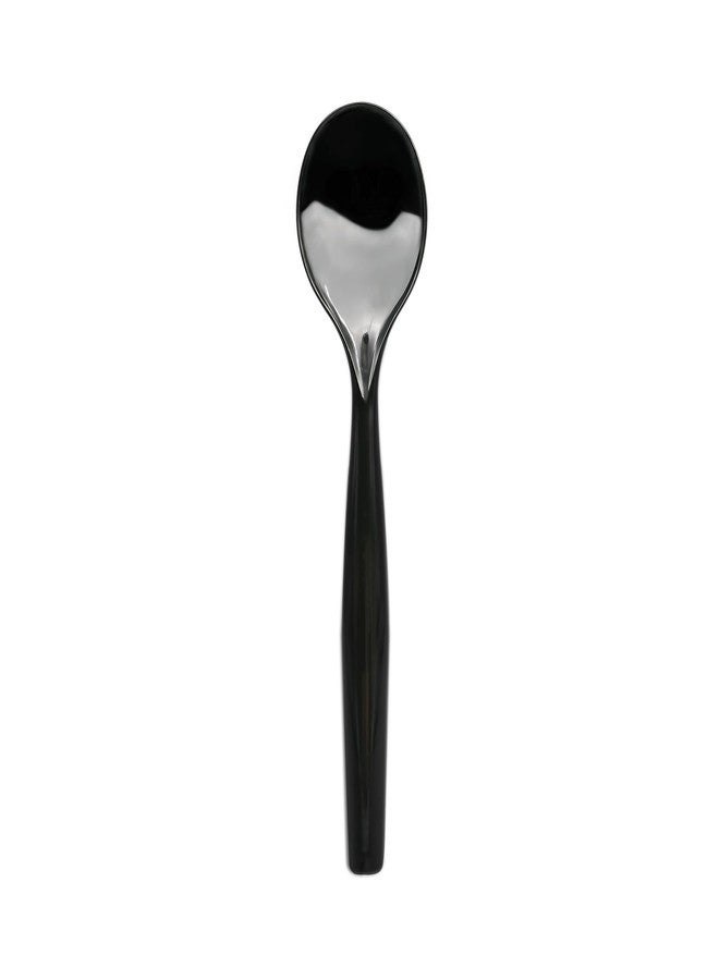 Party Essentials Disposable Heavy Duty Plastic Serving Utensils for Buffets Events Parties, 18-Count 10" Spoons, Black - Image 1