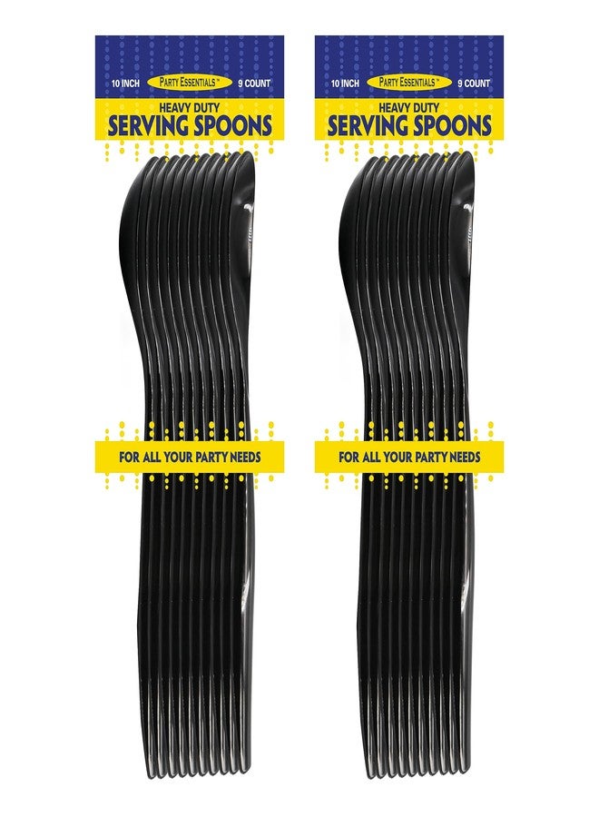 Party Essentials Disposable Heavy Duty Plastic Serving Utensils for Buffets Events Parties, 18-Count 10" Spoons, Black - Image 3