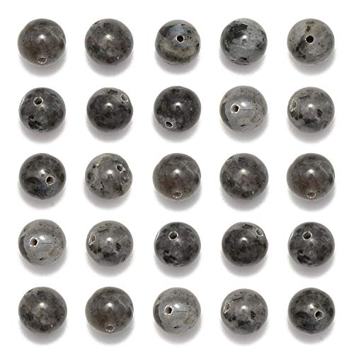 NCB 200PCS 8mm Black Larvikite Round Loose Beads for Jewelry Making DIY Crafts Design - Image 1