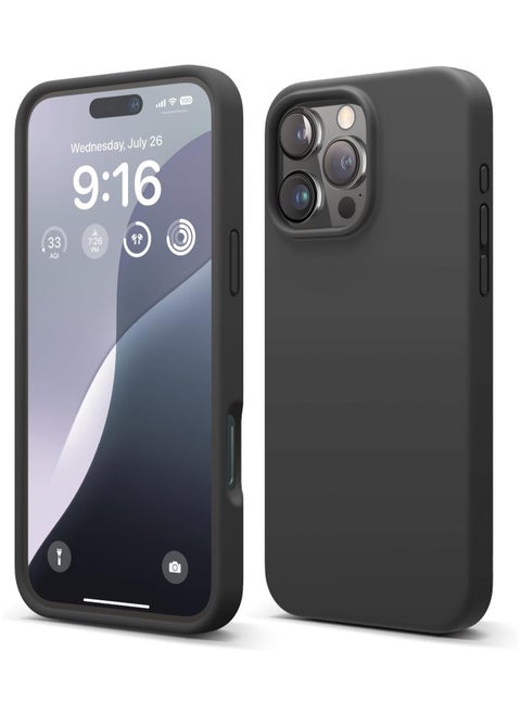 Silicone Case Compatible with iPhone 16 Pro Max, Slim Liquid Silicone Phone Case with 3-Layer Soft Rubber Shockproof Bumper with TPU Lining (Black)