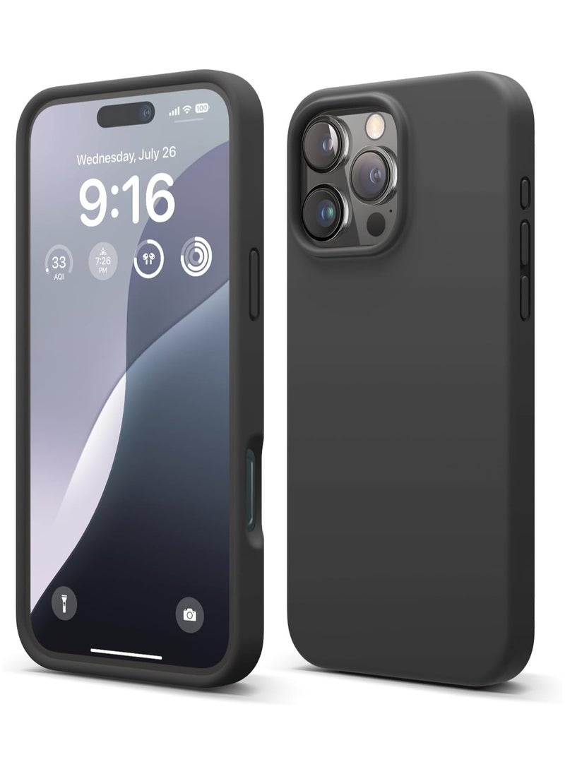 Generic - Silicone Case Compatible with iPhone 16 Pro Max, Slim Liquid Silicone Phone Case with 3-Layer Soft Rubber Shockproof Bumper with TPU Lining (Black) - Image 1