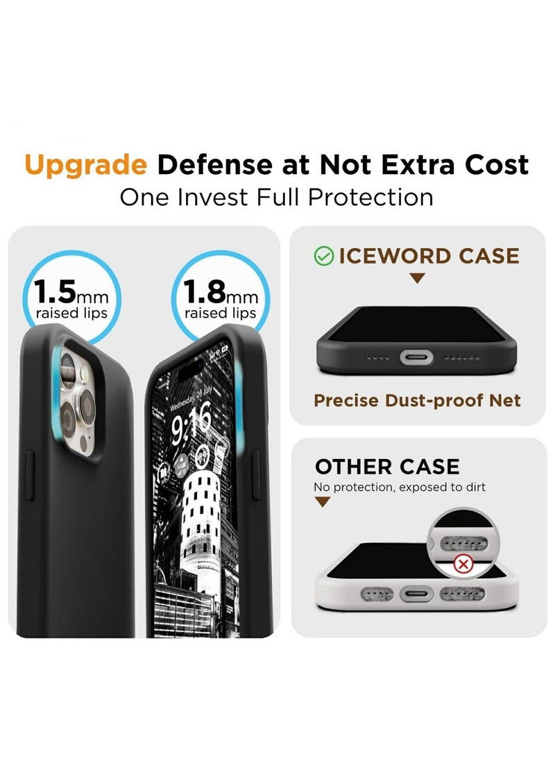 Generic - Silicone Case Compatible with iPhone 16 Pro Max, Slim Liquid Silicone Phone Case with 3-Layer Soft Rubber Shockproof Bumper with TPU Lining (Black) - Image 1