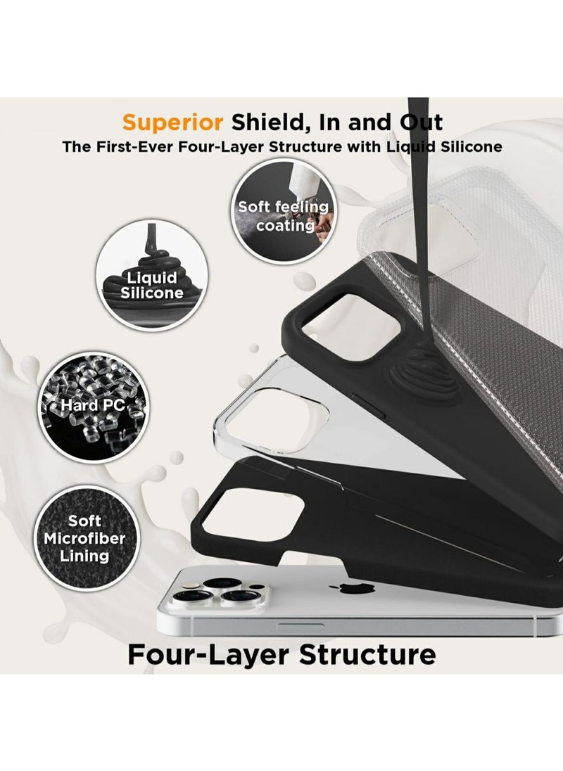 Generic - Silicone Case Compatible with iPhone 16 Pro Max, Slim Liquid Silicone Phone Case with 3-Layer Soft Rubber Shockproof Bumper with TPU Lining (Black) - Image 1