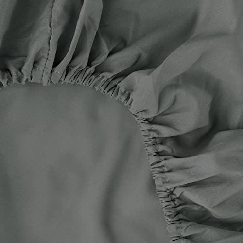 Ghooss Full Size Fitted Sheet Soft,Single Fitted Deep Pocket Sheet,Wrinkle,Fade and Stain Resistant,1 Pack,Dark Gray - Image 2