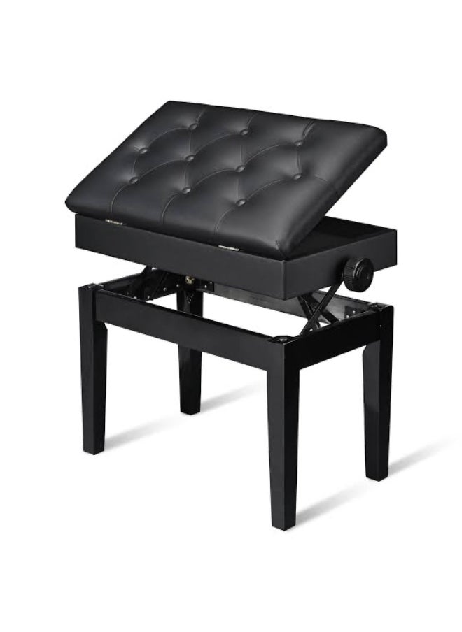 Generic - YM612/14 Wooden Piano Bench Digital Piano Stool Electronic Keyboard Chair Height Adjustable with Extra Wide Padded Seat & Storage Compartment - Black - Image 1