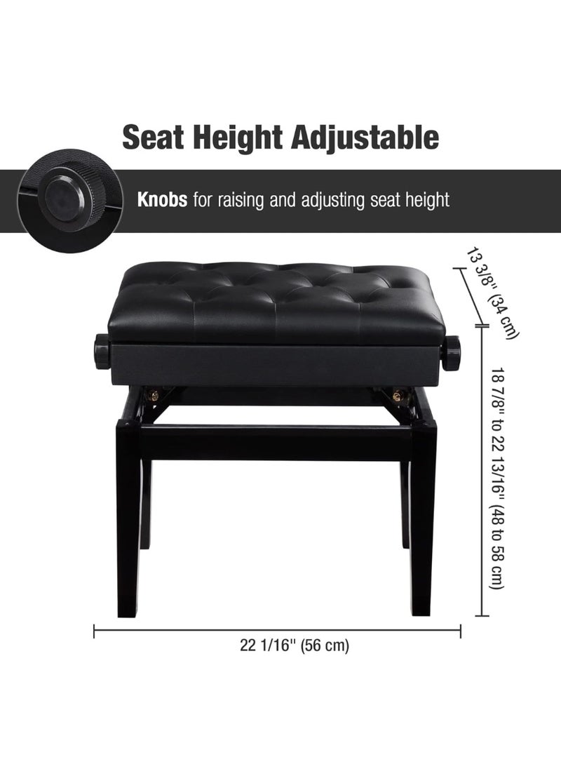 Generic - YM612/14 Wooden Piano Bench Digital Piano Stool Electronic Keyboard Chair Height Adjustable with Extra Wide Padded Seat & Storage Compartment - Black - Image 1