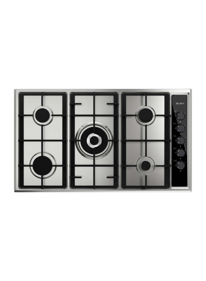 ELBA Built-In Gas Hob 90 Cm, 5 Burners, Double Ring, Stainless Steel - Image 1