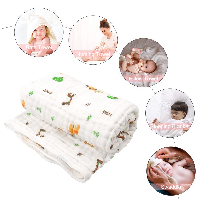 babygoal Baby Bath Towel 2 Pack, 100% Muslin Cotton Hooded Towel for Newborn,Toddler,Infant, Absorbent & Hypoallergenic Baby Gift for Boys Girls 35"x35" T0405 - Image 3