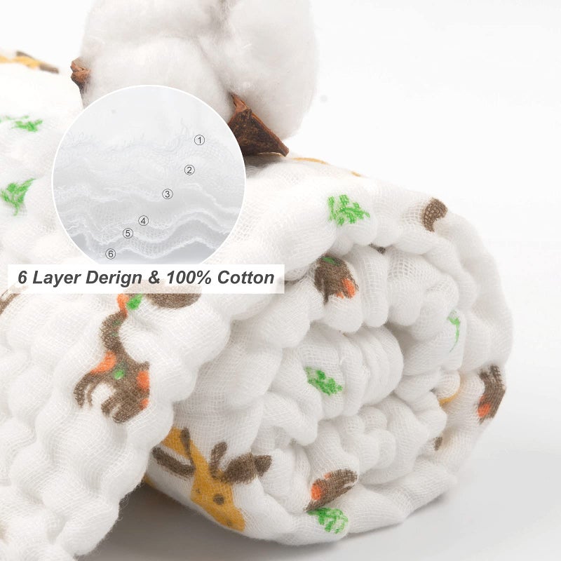 babygoal Baby Bath Towel 2 Pack, 100% Muslin Cotton Hooded Towel for Newborn,Toddler,Infant, Absorbent & Hypoallergenic Baby Gift for Boys Girls 35"x35" T0405 - Image 2