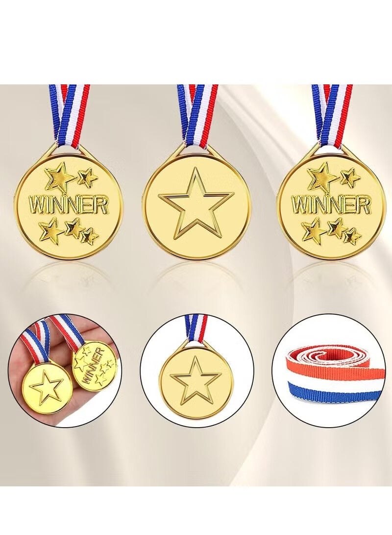 AGREON 30-Piece Kids Plastic Winner Medals with Ribbon, Winner Award Medals for Kids Sports Awards, Games Competitions, Prizes, Party Favors and Decorations (Gold) - Image 3