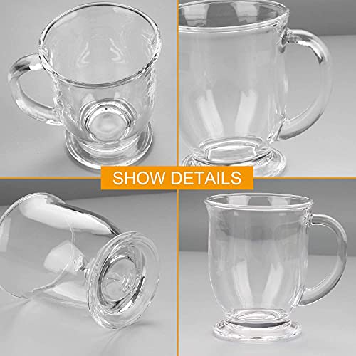 WRINGO 450ml Glass Coffee Mugs Clear Coffee Cups with Handles Perfect for Latte, Cappuccino, Espresso Coffee, Tea and Hot Beverages, Set of (2) (WC-04) - Image 3