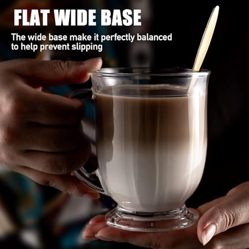 WRINGO 450ml Glass Coffee Mugs Clear Coffee Cups with Handles Perfect for Latte, Cappuccino, Espresso Coffee, Tea and Hot Beverages, Set of (2) (WC-04) - Image 2