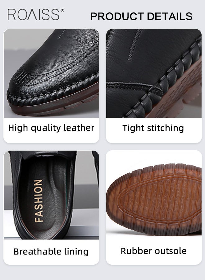 Men Leather Shoes, Low Top Slip on Shoes with Non Slip Sole, Stylish Casual Shoes for Men, Simple Classic Business Shoes, Suitable for Daily Wear, Business, Wedding and Outdoor Activities Black image 6