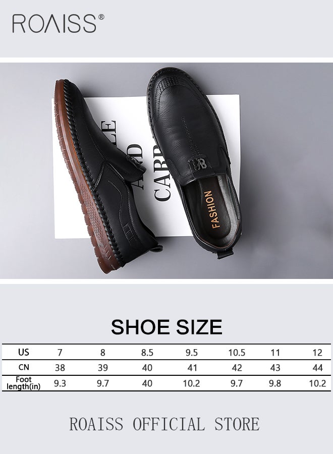 Men Leather Shoes, Low Top Slip on Shoes with Non Slip Sole, Stylish Casual Shoes for Men, Simple Classic Business Shoes, Suitable for Daily Wear, Business, Wedding and Outdoor Activities Black image 7