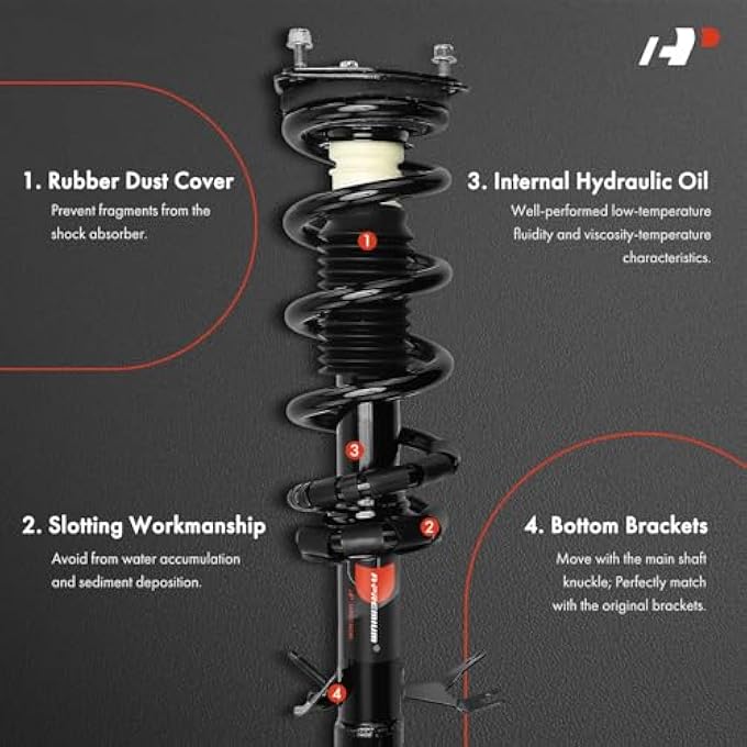 A-Premium Front Pair 2 Complete Strut And Coil Spring Assembly Compatible With Infiniti Qx70 2014 2015 2016 2017 Awd Driver And Passenger Side Replace 18920592 18920593 - Image 4