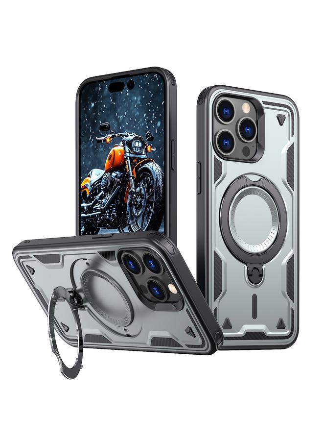 S-TOP Case For iPhone 14 Pro Max PC Hybrid TPU Armor MagSafe Ring Holder Phone Case - Image 1