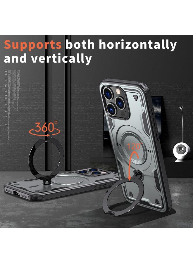 S-TOP Case For iPhone 14 Pro Max PC Hybrid TPU Armor MagSafe Ring Holder Phone Case - Image 2