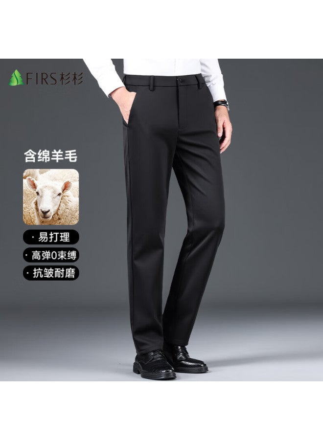 Firs Men's Casual Pants With Wool, Spring And Autumn Business Casual Straight-leg Trousers, Slim-fit Cargo Pants, Dress Pants For Men - Image 1