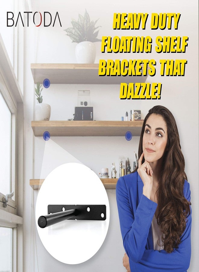 BATODA - 8" Floating Shelf Bracket Heavy Duty (6 pcs) -Solid Steel Blind Shelf Supports - Hidden Brackets for Floating Wood Shelves - Blind Shelf Support - Shelving Mounting Hardware Included (Pack 6) - Image 3