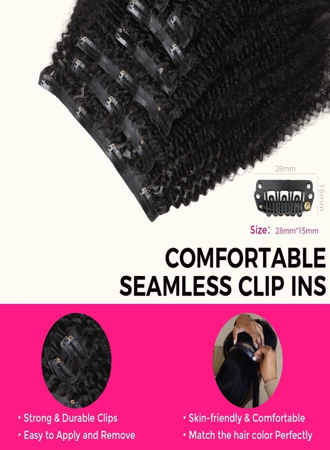 Lashey Seamless Clip in Hair Extensions Human Hair Afro Kinky Curly 7pcs 110g Hair Extension Clips for Black Women 14 Inch Natural Black - Image 5
