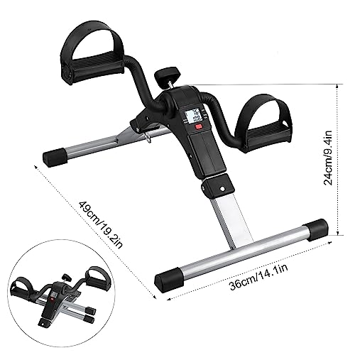 AGM Folding Pedal Exerciser, Mini Exercise Bike Under Desk Bike Foot Pedal Exerciser, Foot Hand Cycle Portable Peddler Machine Bicycle Exerciser Arm Leg Exerciser While Sitting (Silver) - Image 5