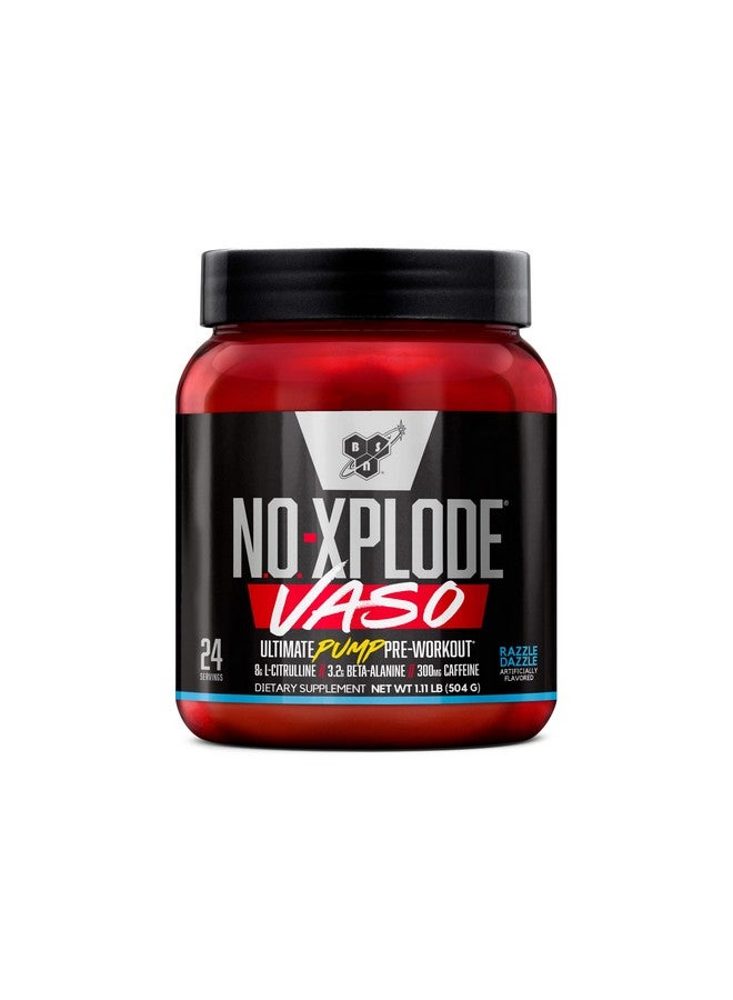 BSN N.O.-XPLODE Vaso Pre Workout Powder with 8g of L-Citrulline and 3.2g Beta-Alanine and Energy, Flavor: Razzle Dazzle, 24 Servings - Image 1