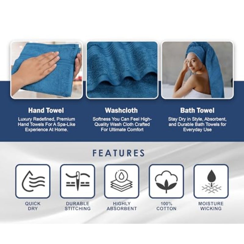 Bliss Casa Bath Sheet, 100% combed cotton, set of 8 pieces, super soft, highly absorbent and quick to dry - Image 2