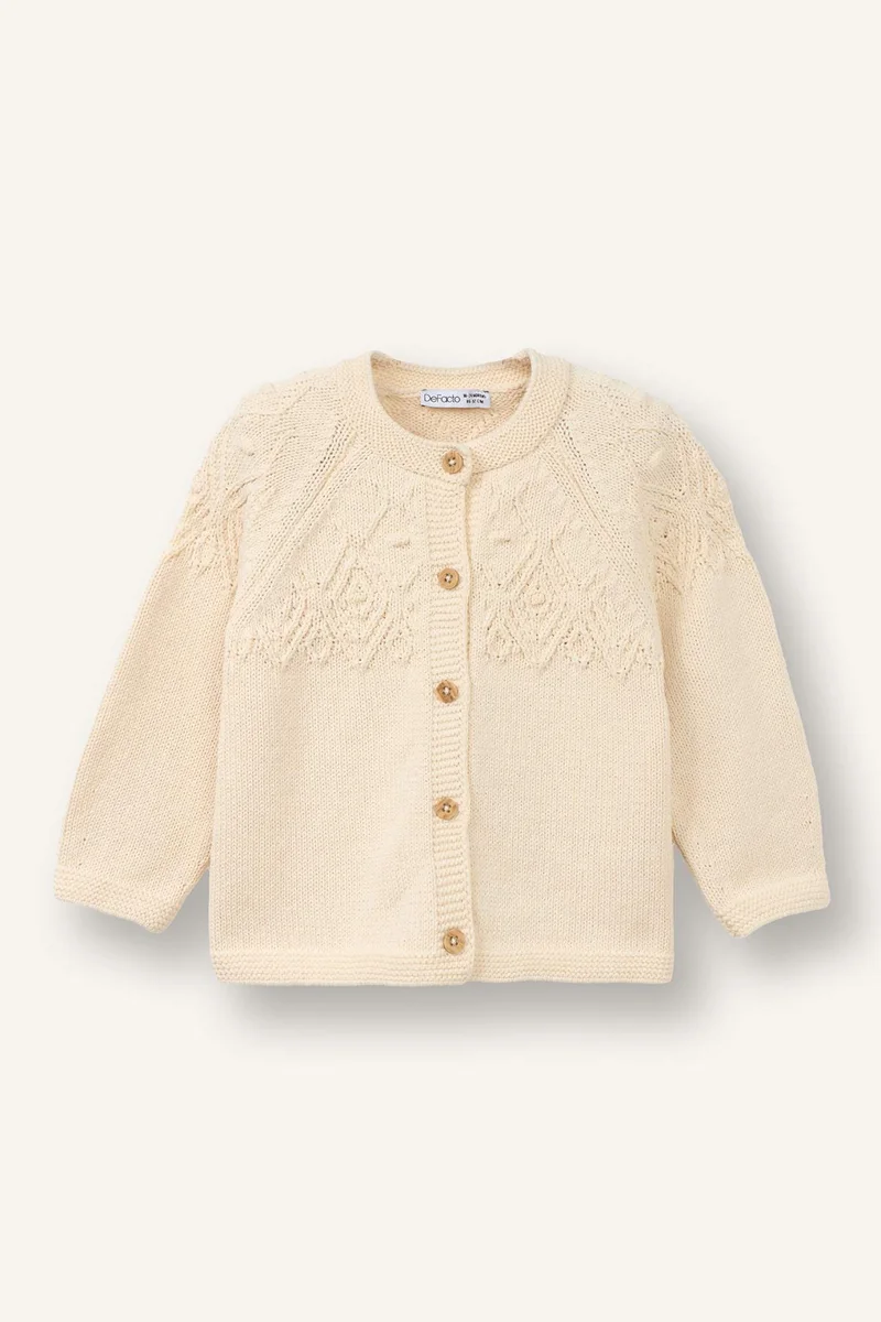 ديفاكتو Baby Girl Crew Neck Cardigan