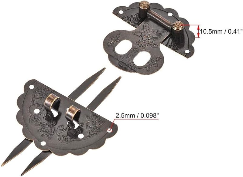 Antique Wooden Box Latches 60x60mm Round Hasp Closure With Screws 5 Pieces - Image 1